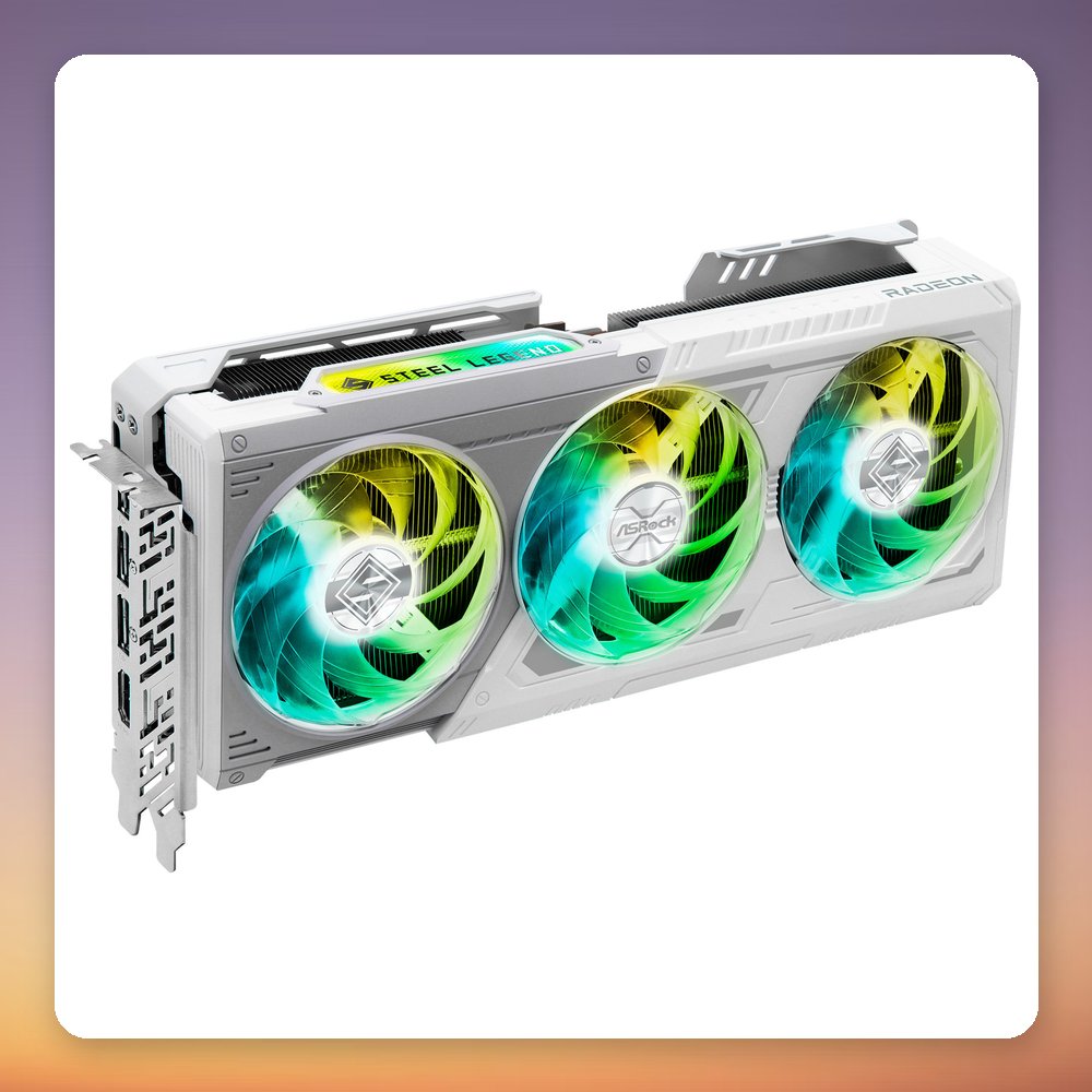 ASRock Radeon RX 9070 XT Steel Legend 16GB GDDR6 Graphics Card, White – image 3