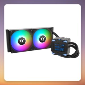 Thermaltake LA240-S ARGB Sync 240 mm AIO Liquid CPU Cooler, Black, LCD Display