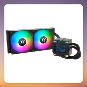 Thermaltake LA240-S ARGB Sync 240 mm AIO Liquid CPU Cooler, Black, LCD Display