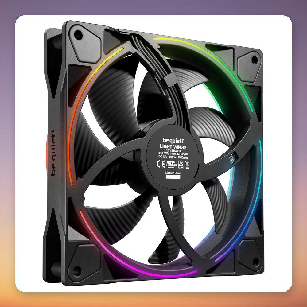 be quiet! Light Wings PWM 140 mm Reverse ARGB Case Fan, Black, Single Pack – image 2