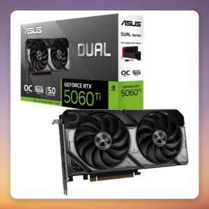 Asus Dual GeForce RTX 5060 Ti OC 16 GB GDDR7 Graphics Card, 2.5-Slot, Black