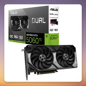 Asus Dual GeForce RTX 5060 Ti OC 8GB GDDR7 Graphics Card, 2.5-Slot, Black