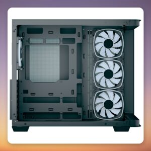 Aerocool P500C EVO-G-BK-v1 ATX Mid-Tower Case, Black, Dual Tempered Glass, 4x ARGB Fans