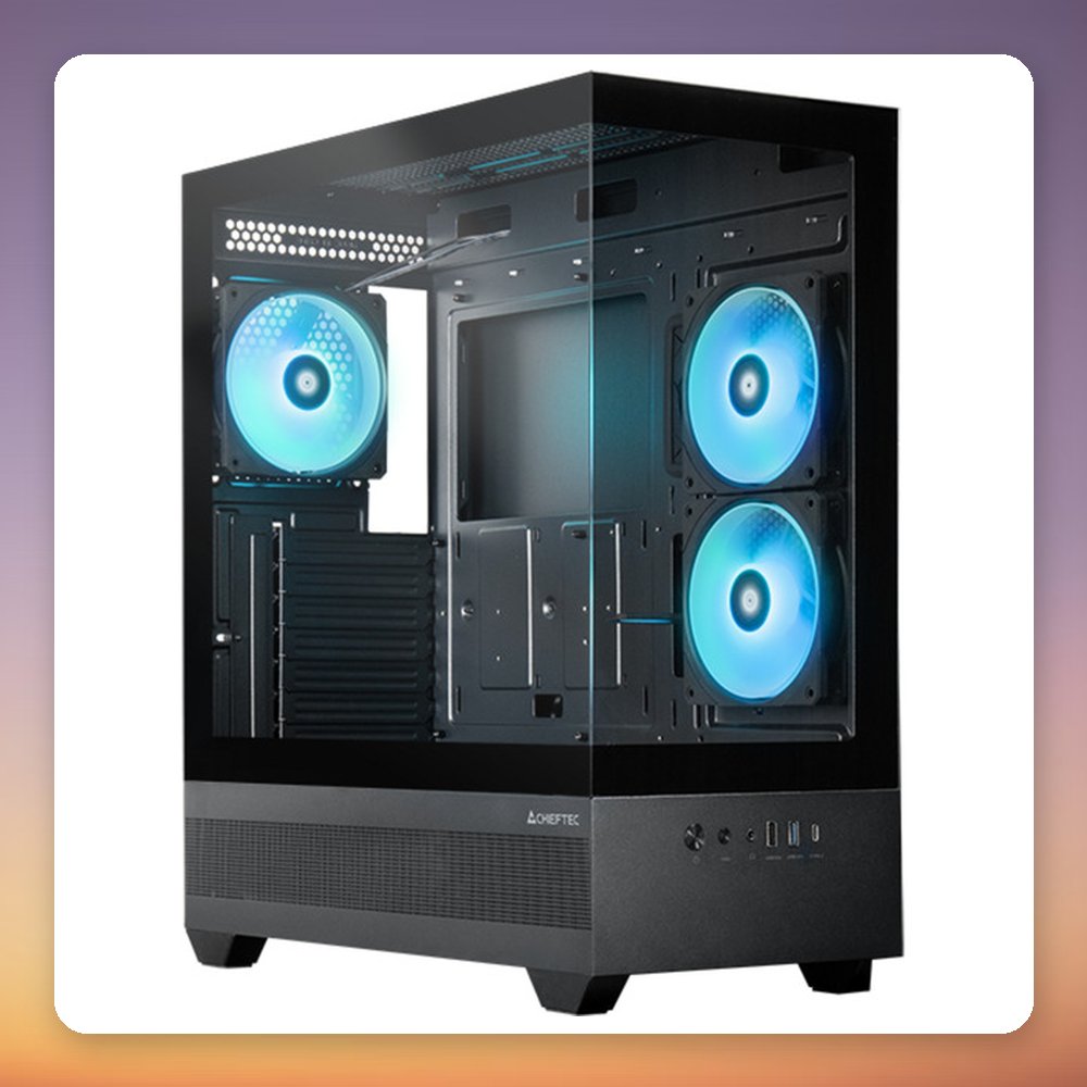 Chieftec VISTA GT-01B-OP ATX Mid-Tower Case, Black, 2x Tempered Glass, 3x ARGB Fans