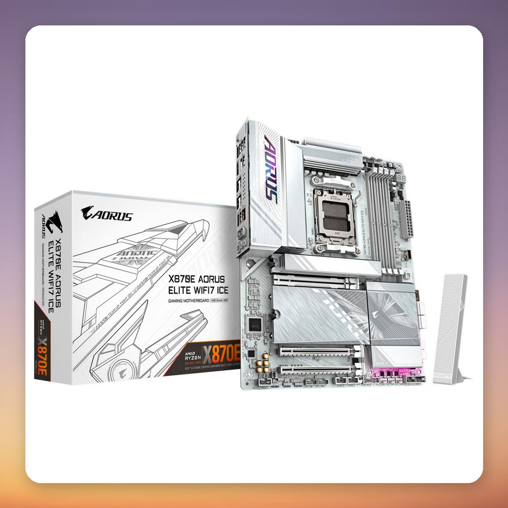 Gigabyte X870E AORUS Elite WiFi7 ICE AM5 ATX Motherboard, White