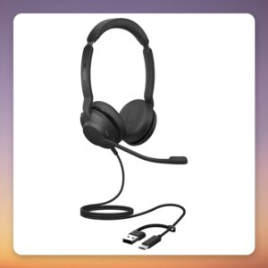 Jabra Evolve2 30 SE Wired Stereo UC Headset, USB-C and USB-A, Black