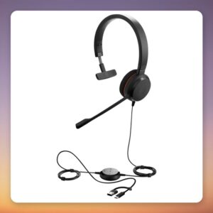 Jabra Evolve 20 UC Stereo Wired Headset, USB-C and USB-A, Black