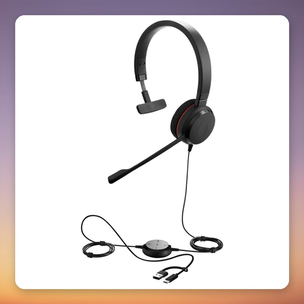 Jabra Evolve 20 UC Stereo Wired Headset, USB-C and USB-A, Black – image 2