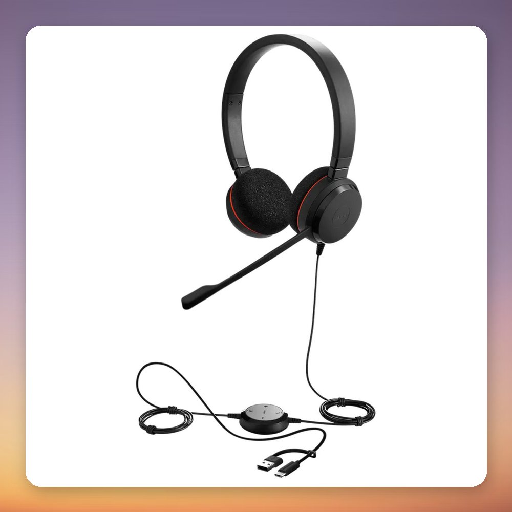 Jabra Evolve 20 MS Teams USB-C and USB-A Stereo Headset, Black – image 2