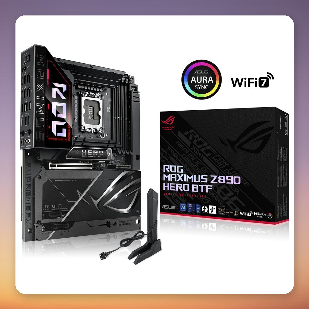 Asus ROG Maximus Z890 Hero BTF LGA 1851 ATX Motherboard, DDR5, Wi-Fi 7, Black