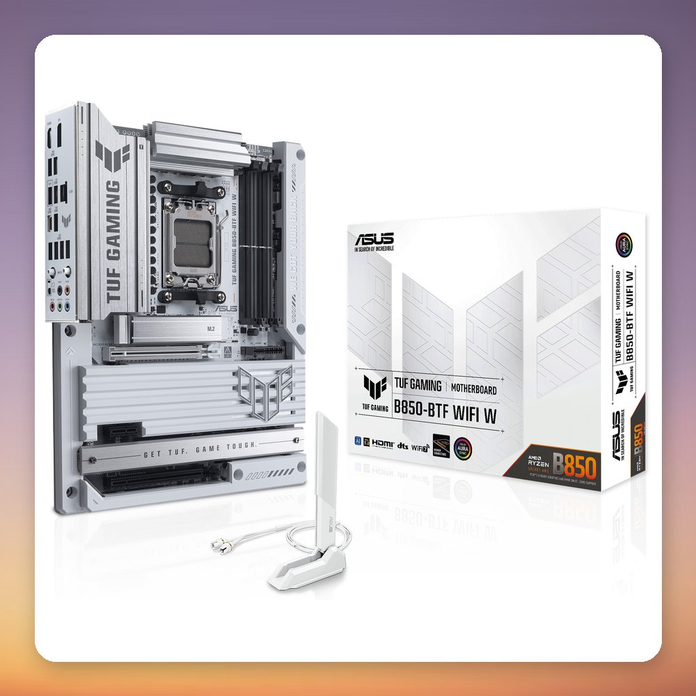 Asus TUF Gaming B850-BTF WiFi W AM5 ATX Motherboard, White, DDR5, Wi-Fi 7