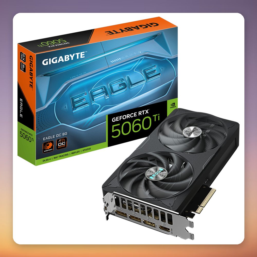 Gigabyte GeForce RTX 5060 Ti EAGLE OC 8G 8 GB GDDR7 Graphics Card, PCIe 5.0 x8