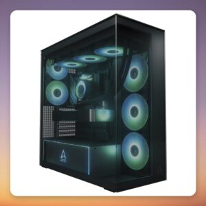 Arctic Xtender VG E-ATX Midi-Tower Case, Black, Dual Tempered Glass, 5 A-RGB Fans