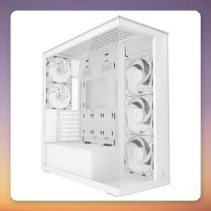 Arctic Xtender VG E-ATX Mid Tower Case, White, 5x ARGB Fans, Vertical GPU