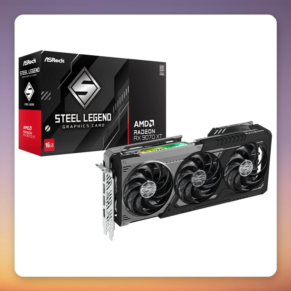 ASRock Radeon RX 9070 XT Steel Legend Dark 16 GB GDDR6 Graphics Card