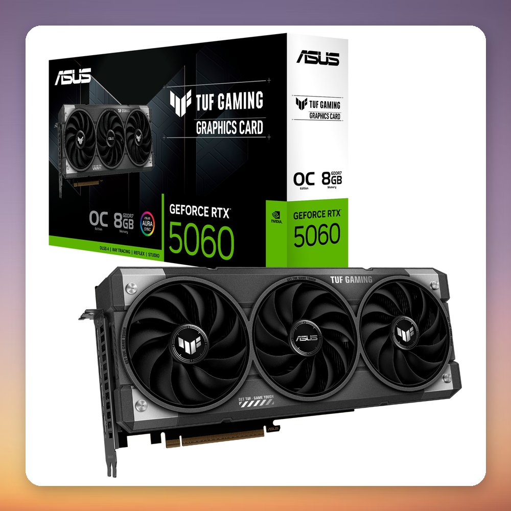 Asus TUF Gaming GeForce RTX 5060 OC 8 GB GDDR7 Graphics Card, 3x DisplayPort 2.1b, HDMI 2.1b