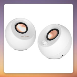 Creative Pebble Pro 2.0 PC Speakers, White, Bluetooth 5.3, USB-C, RGB