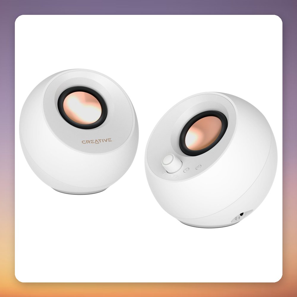 Creative Pebble Pro 2.0 PC Speakers, White, Bluetooth 5.3, USB-C, RGB
