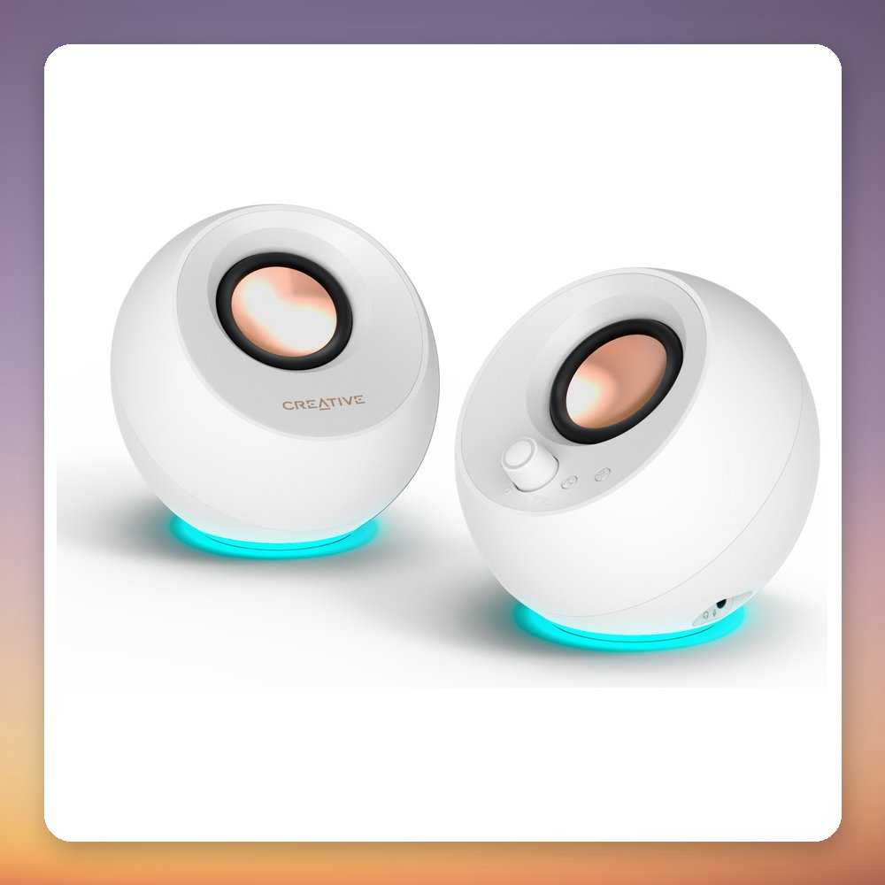 Creative Pebble Pro 2.0 PC Speakers, White, Bluetooth 5.3, USB-C, RGB – image 2