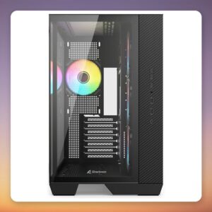 Sharkoon Steel Shark ATX Mid-Tower Case, Black, Dual Tempered Glass, 4x ARGB Fans