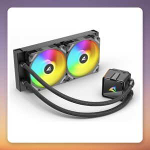 Sharkoon S50 ARGB 240 mm AIO Liquid CPU Cooler, Black, Intel LGA1700/1851 & AMD AM4/AM5