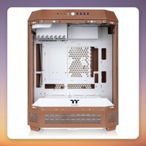 Thermaltake The Tower 600 Mocha Mousse ATX Mid-Tower Case, 3x Tempered Glass, Light Brown
