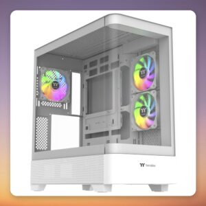 Thermaltake View 290 Snow White Mid-Tower Case, Dual Tempered Glass, 3x ARGB Fans