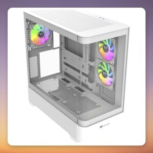 Thermaltake View 290 Snow White Mid-Tower Case, Dual Tempered Glass, 3x ARGB Fans