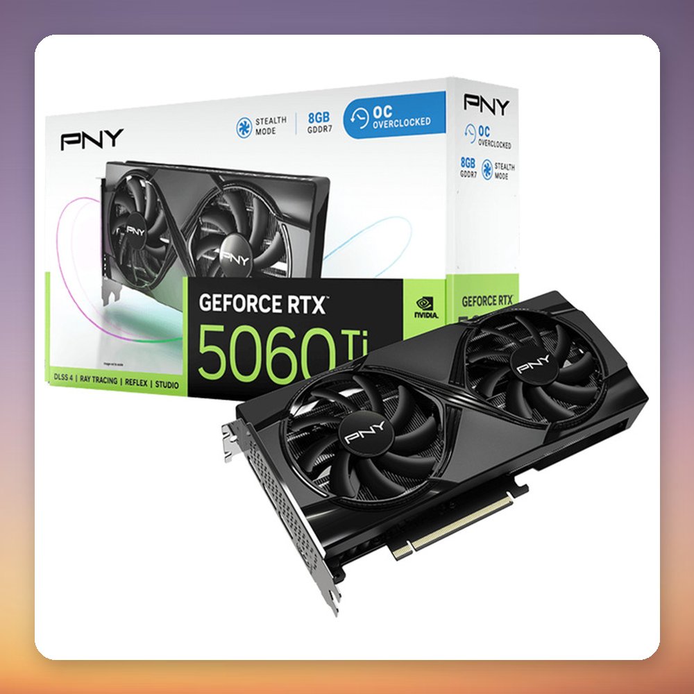 PNY GeForce RTX 5060 Ti 8 GB GDDR7 Graphics Card, PCIe 5.0, 3x DisplayPort 2.1b, HDMI 2.1b