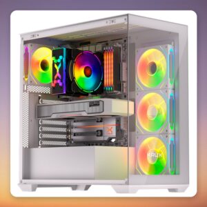 Krux Exo Midi-Tower ATX Case, White, Dual Tempered Glass, 4x ARGB Fans