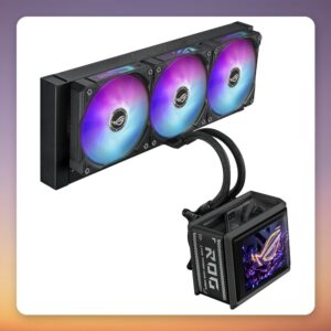Asus ROG Ryuo IV SLC 360 ARGB 360 mm AIO Liquid Cooler with 6.67″ AMOLED Display, Black