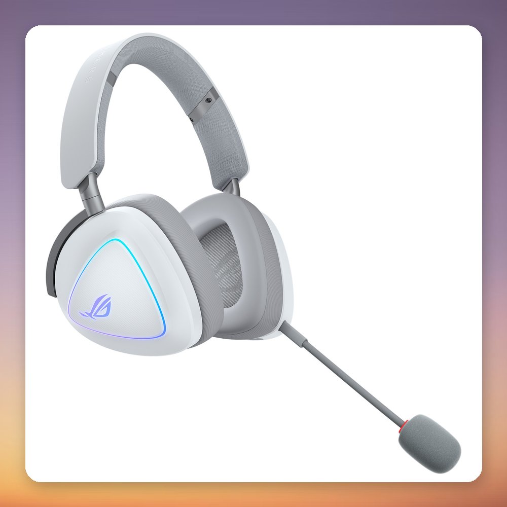 Asus ROG Delta II Tri-Mode Wireless Gaming Headset, White, 2.4 GHz/Bluetooth/3.5 mm
