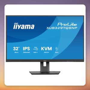 Iiyama ProLite XUB3297QSNP-B1 32-Inch WQHD IPS Monitor, 100 Hz, USB-C Dock, KVM