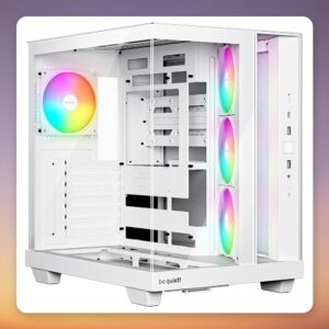be quiet! Light Base 500 LX White Midi Tower Case, Dual Tempered Glass, 4x ARGB Fans