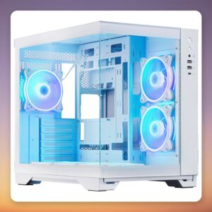 Chieftec Visio GM-30W-TG-OP ATX Mid Tower Case, White, Dual Tempered Glass, 6x ARGB Fans