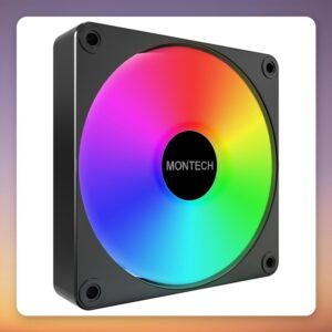 Montech GF120R V2 ARGB 120 mm PWM Reverse Fan, Black/White, 3-Pack