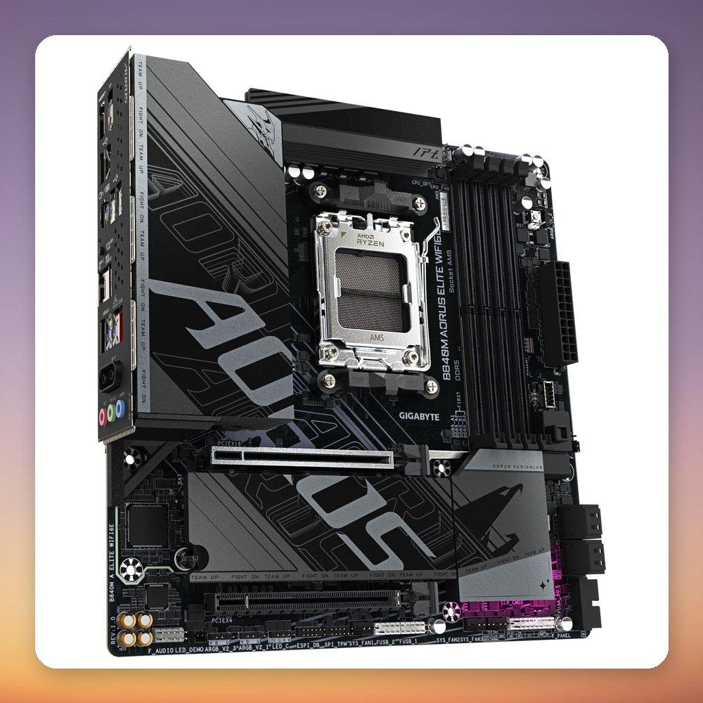 Gigabyte B840M AORUS ELITE WIFI6E AM5 Micro ATX Motherboard, DDR5, Wi-Fi 6E, 2.5GbE – image 2