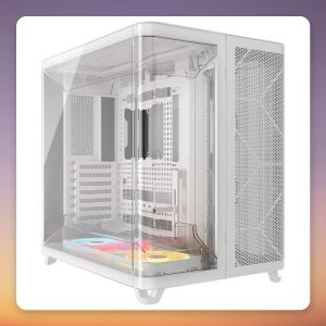 Corsair AIR 5400 LX-R LINK Mid-Tower E-ATX Case, White, Panoramic Glass, 3x LX120R RGB Fans