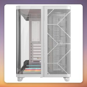 Corsair AIR 5400 LX-R LINK Mid-Tower E-ATX Case, White, Panoramic Glass, 3x LX120R RGB Fans