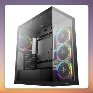 Deepcool CG580 4F V2 ATX Mid-Tower Case, Black, Dual Tempered Glass, 4x ARGB Fans