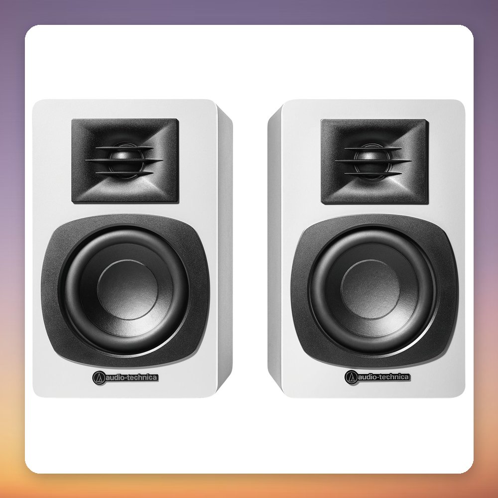 Audio-Technica AT-SP3X Active Bookshelf Speakers, White, Bluetooth, 2.0