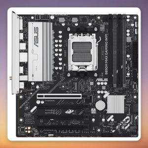 Asus B850M MAX GAMING WIFI AM5 mATX Motherboard, AMD B850, DDR5, Wi-Fi 6