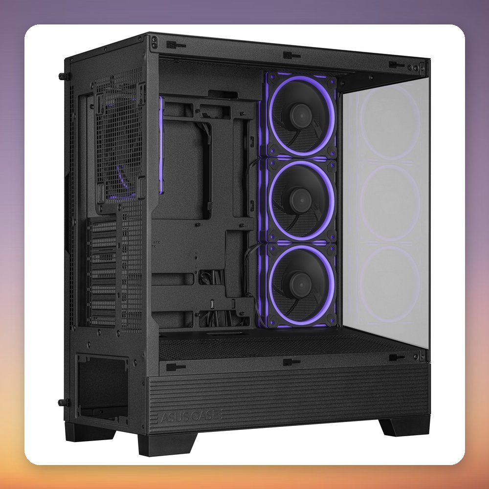 Asus A31 PLUS TG ARGB Mid-Tower ATX Case, Black, 4x ARGB Fans, Dual Tempered Glass – image 3