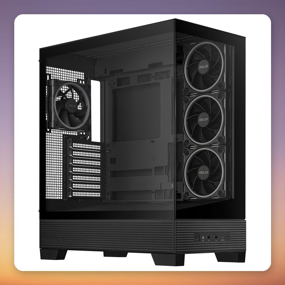 Asus A31 PLUS TG ARGB Mid-Tower ATX Case, Black, 4x ARGB Fans, Dual Tempered Glass – image 4