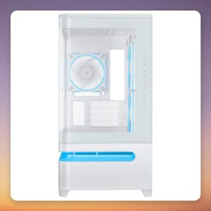 Asus PRIME AP202 ARGB White mATX Mid Tower Case, Tempered Glass, 3x 120 mm ARGB Fans
