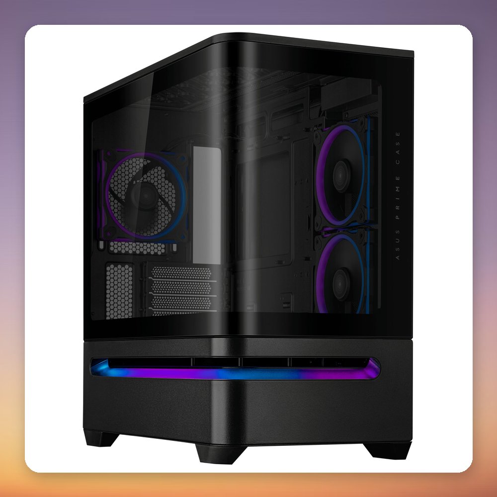 ASUS PRIME AP202 TG ARGB Micro-ATX Case, Black, 2x Tempered Glass, 3x 120 mm ARGB Fans