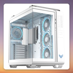 Asus TUF Gaming GT502 Horizon ARGB Midi Tower Case, White, Dual Tempered Glass, 4x ARGB Fans