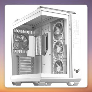 Asus TUF Gaming GT502 Horizon ARGB Midi Tower Case, White, Dual Tempered Glass, 4x ARGB Fans