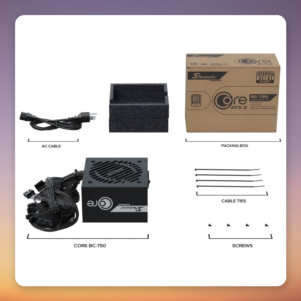 Seasonic CORE BC-750 750W 80 PLUS Bronze ATX 3.1 PSU, Black – image 6