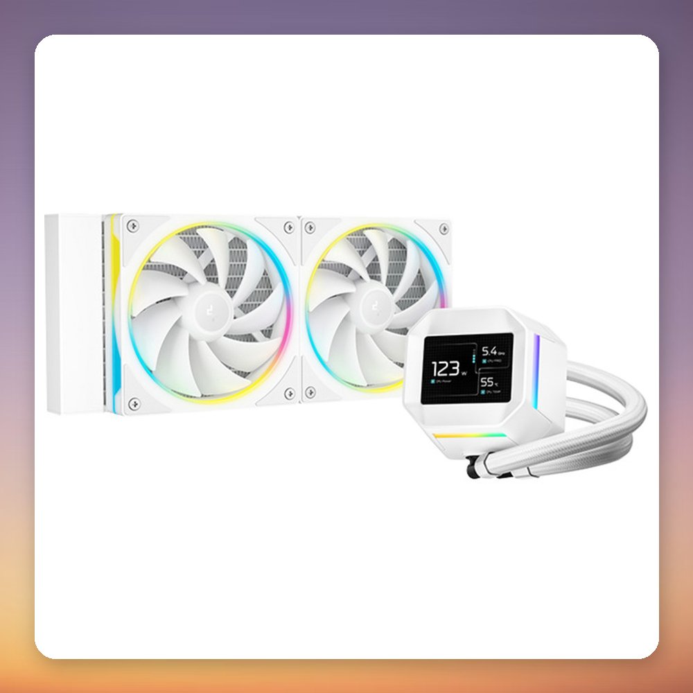 Deepcool LM240 WH 240 mm AIO Liquid CPU Cooler with 2.4-inch IPS Display, White